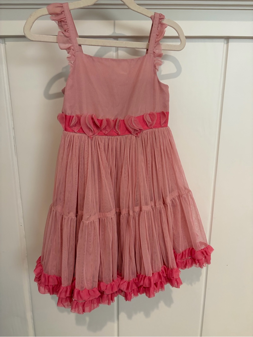 Mini Boden Girls Pink Ruffle Tulle Dress